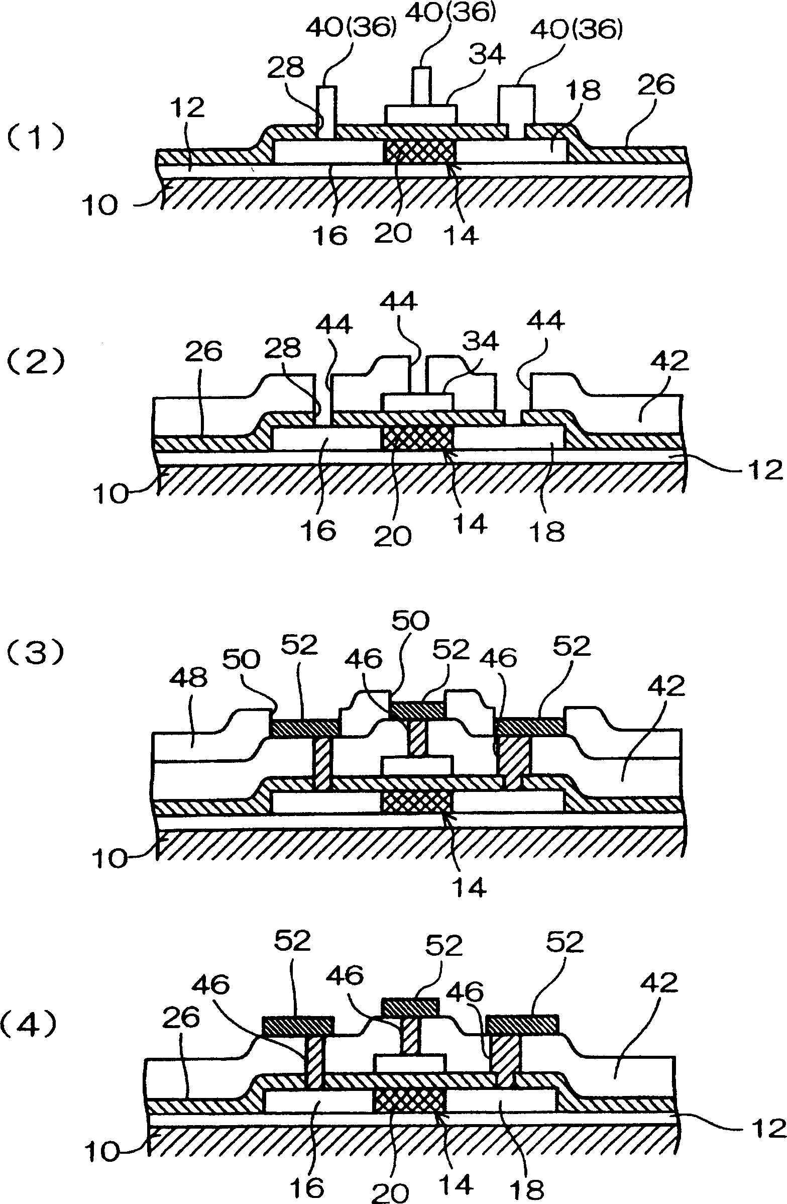 Contact hole shaping method, thin-membrane semiconductor producing method, electronic device and producing method thereof