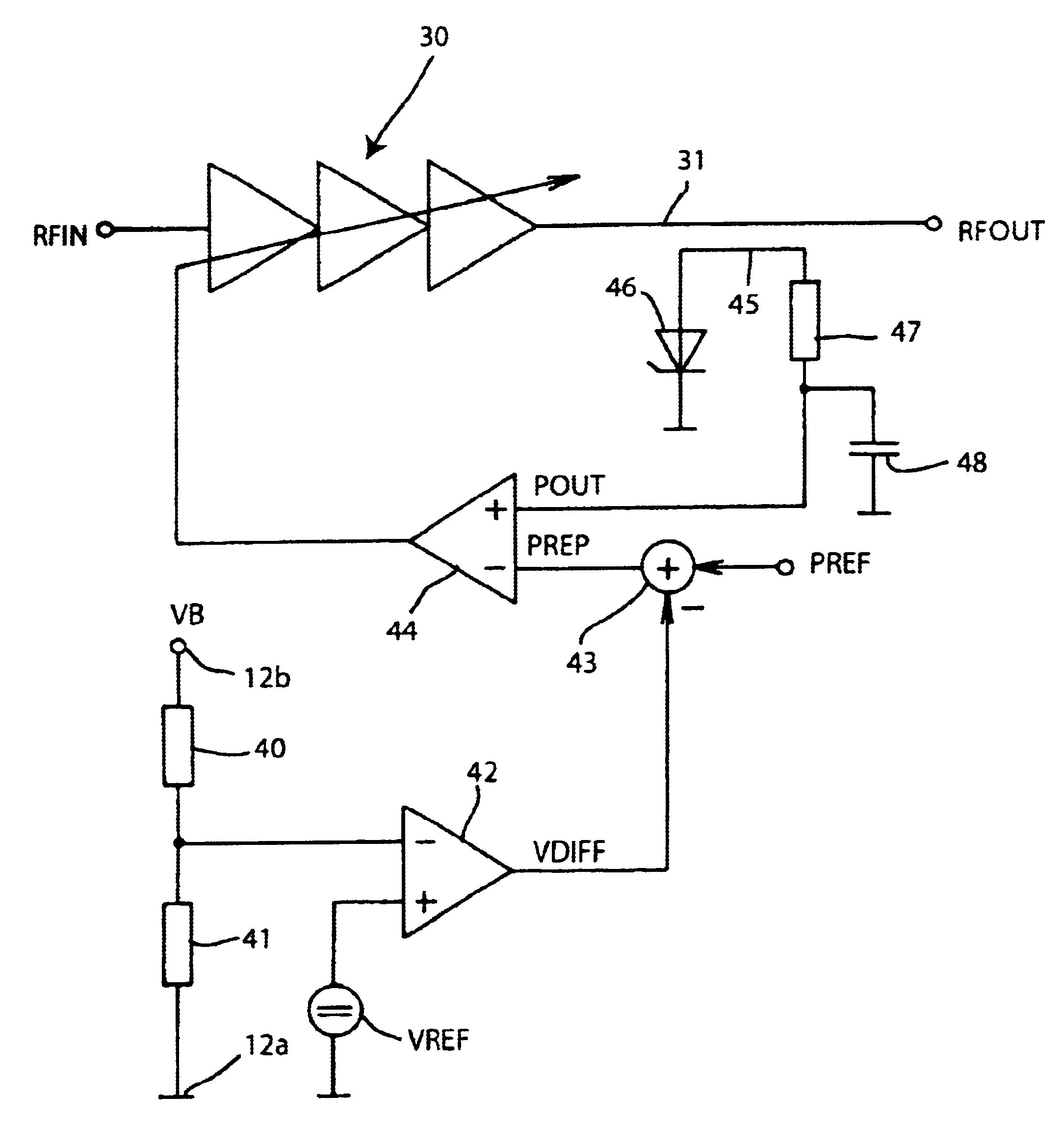 Circuit configuration for controlling the transmitting power of a battery-operated transceiver