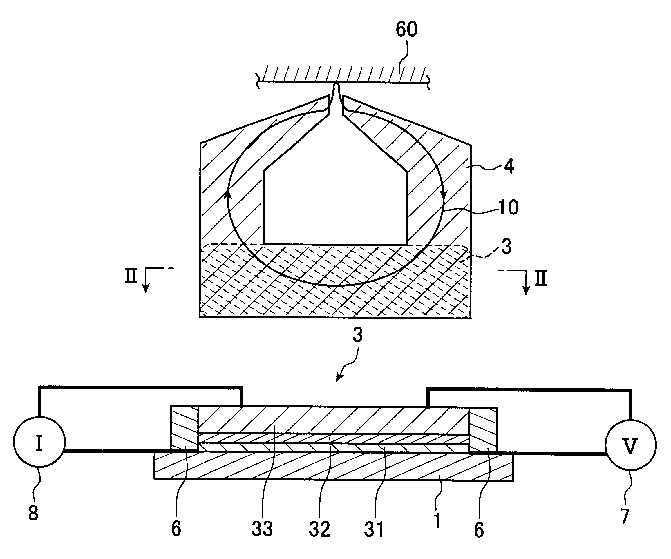 Magnetic head comprising a multilayer magnetoresistive device and a yoke for introducing magnetic flux from a medium to the magnetoresistive device