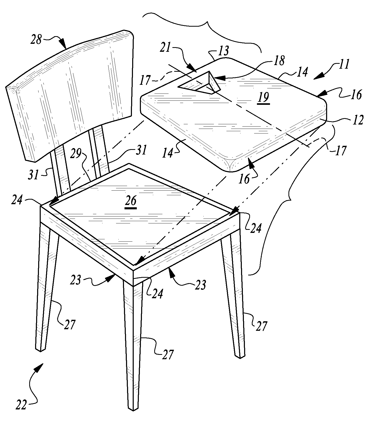 Seat Cushion With Recessed Region To Provide Spinal Decompression