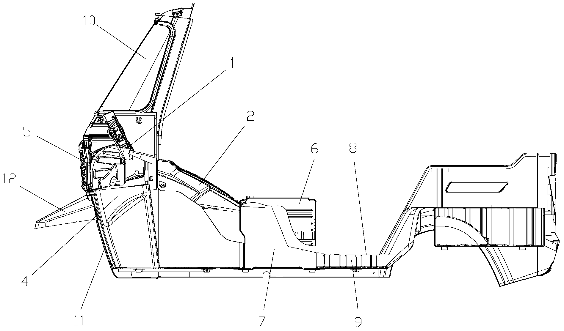 Inner flow-guiding vehicle body and tricycle thereof