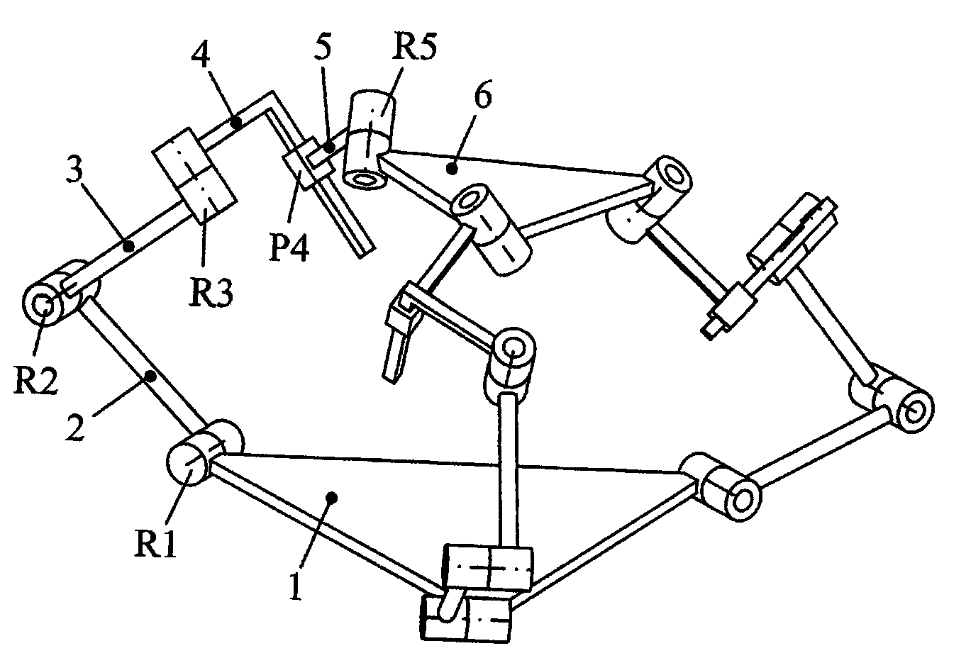 Non-concurrent axis symmetric two-rotation one-movement parallel mechanism with two-degree of freedom planar subchains