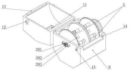 A crushing device for animal husbandry feed production