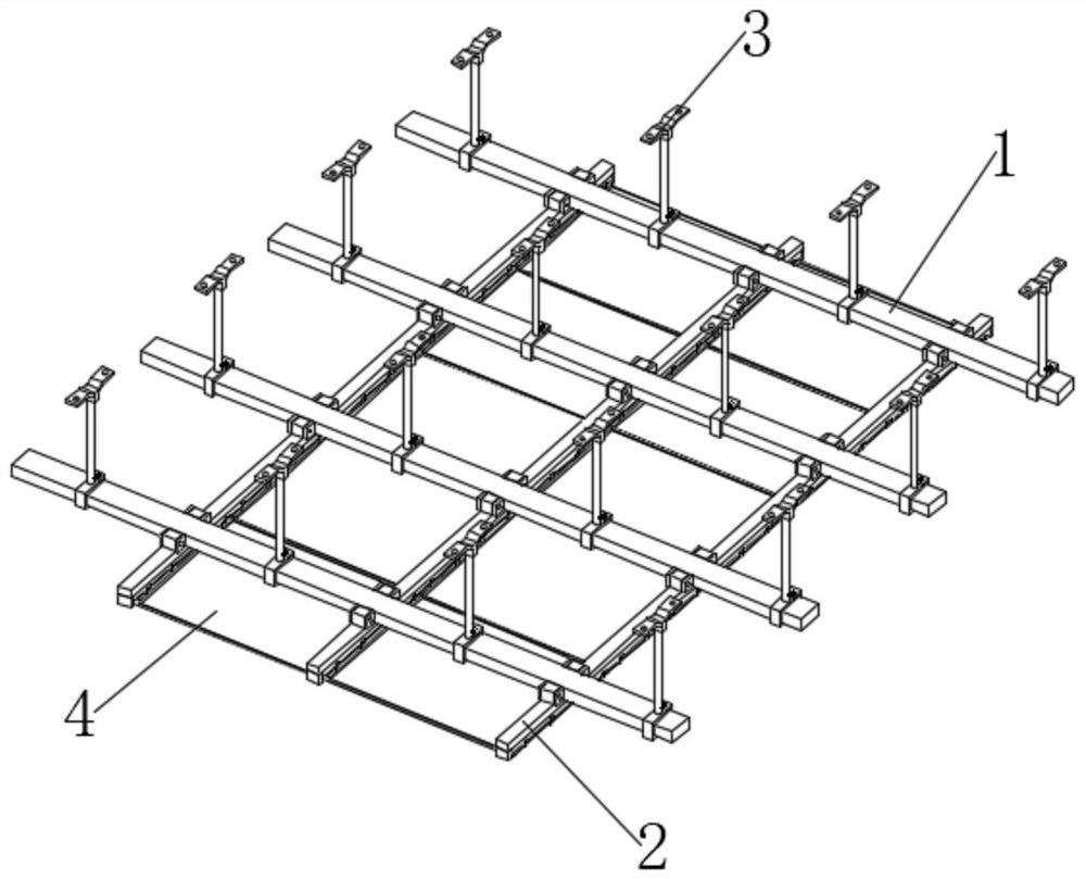 Dust-free room ceiling mounting structure of lithium battery production plug-in