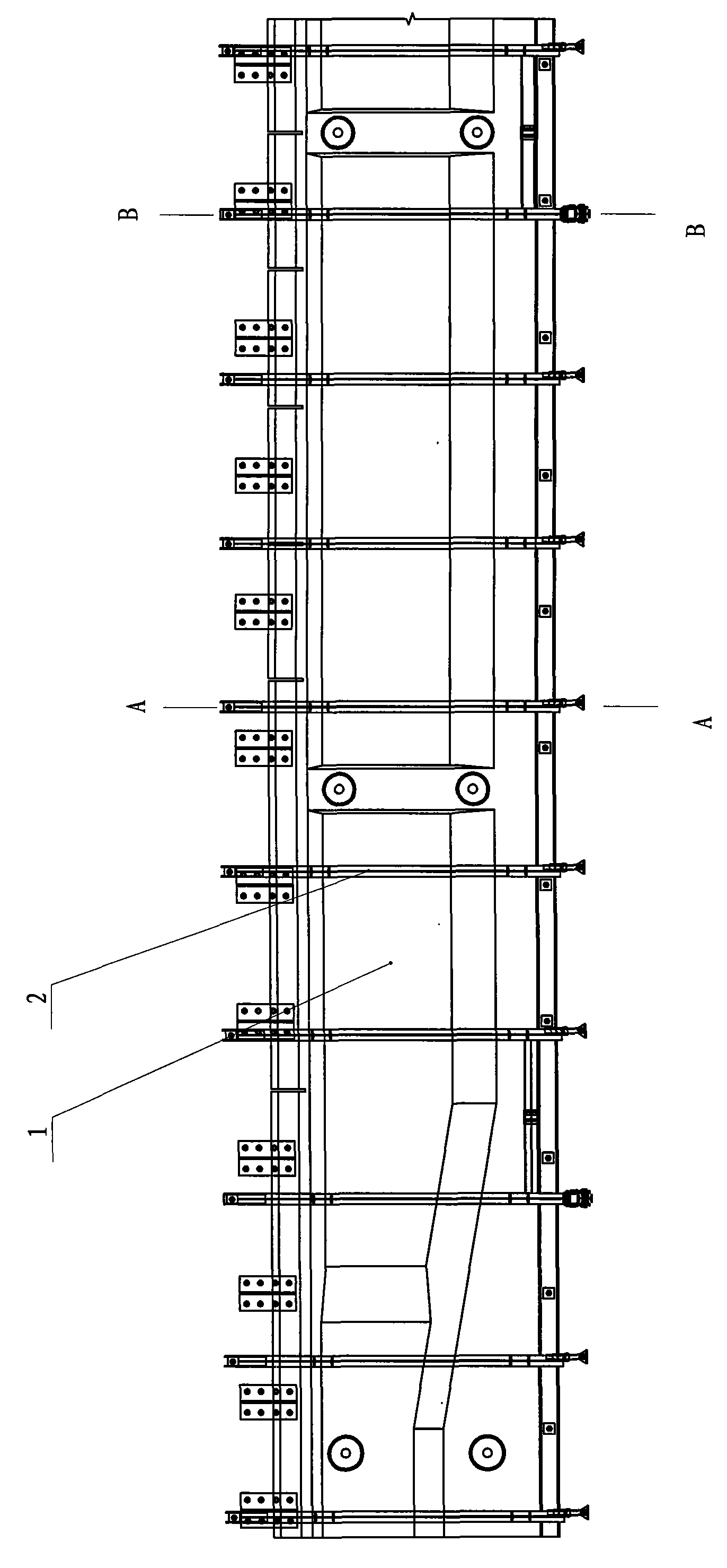 Template system capable of internally erecting and detaching mould