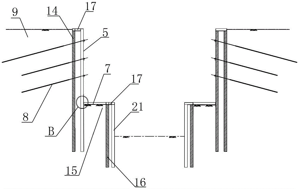 A multi-platform self-waterproof foundation pit enclosure structure without internal support and its construction method