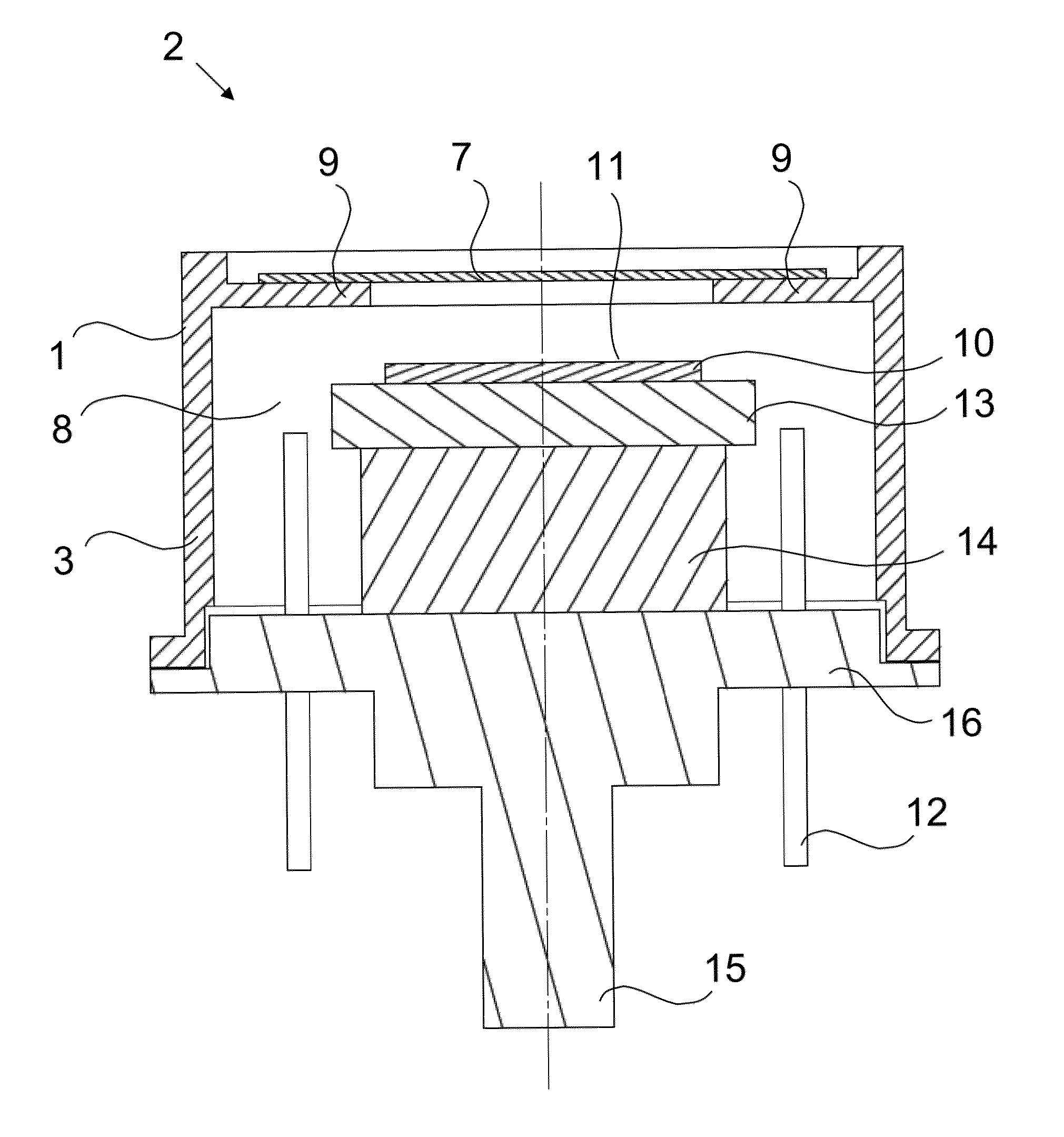 Device for a radiation detector and radiation detector with the device