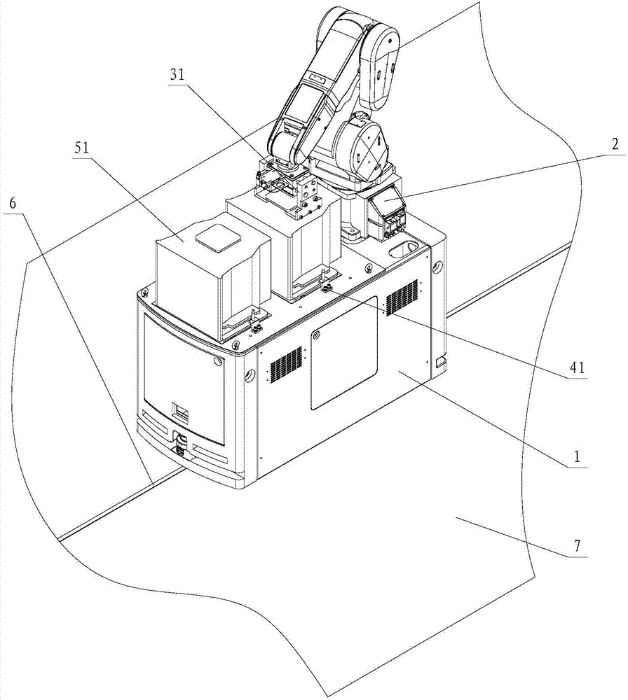 Flexible transporting and feeding and discharging device for robot