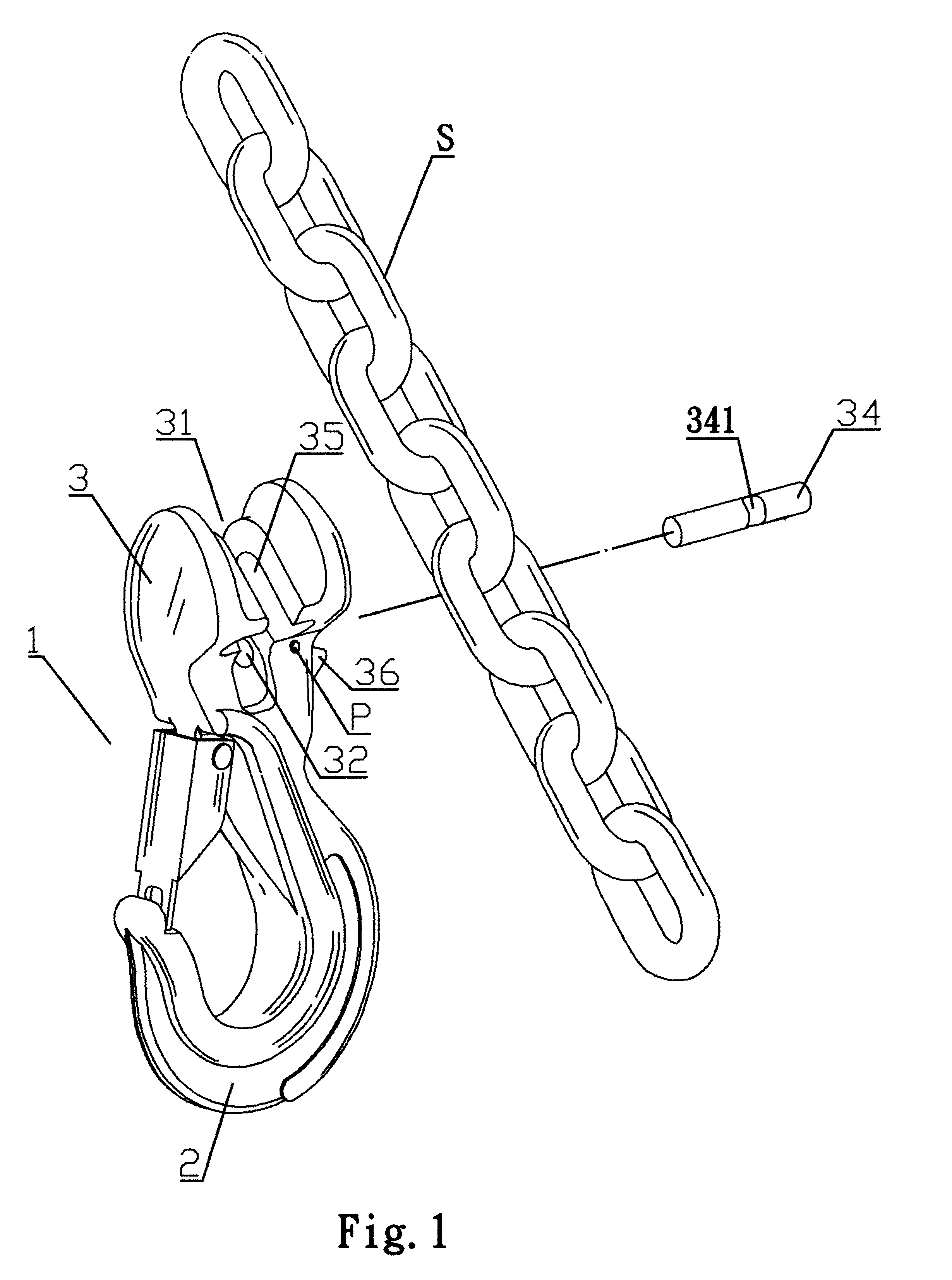 Hook capable of hooking chain at desired length