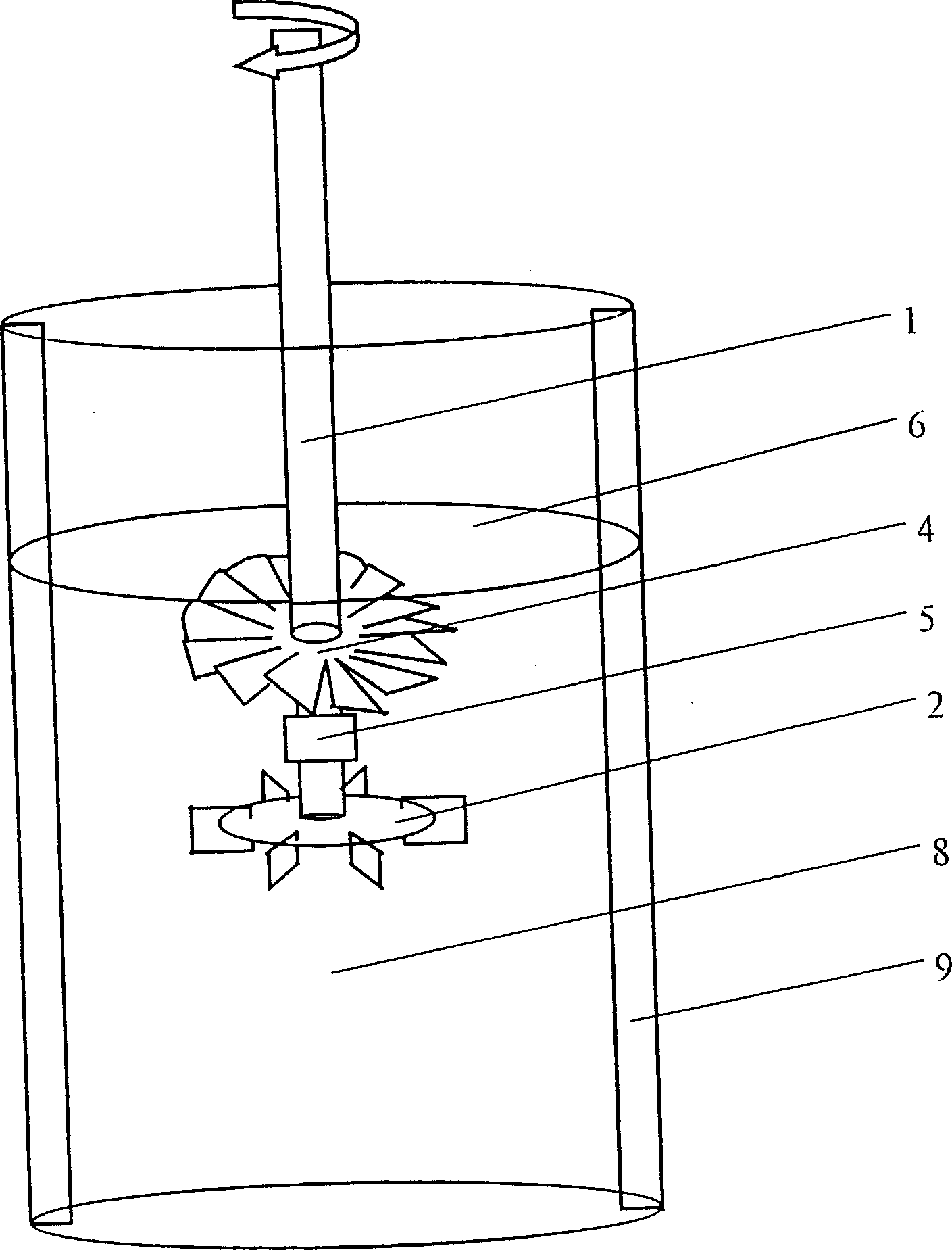 Surface aeration multiphase contact stirring equipment