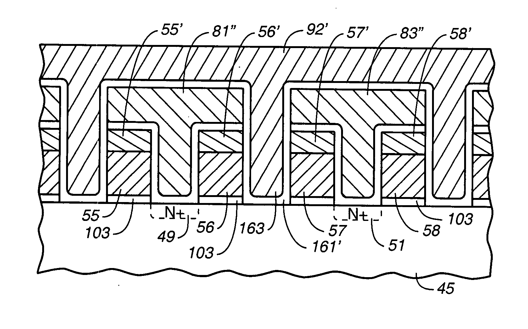 Scalable self-aligned dual floating gate memory cell array and methods of forming the array