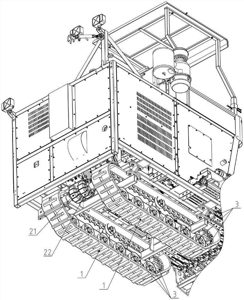 Crawler-type walking mechanism for garlic harvesting equipment