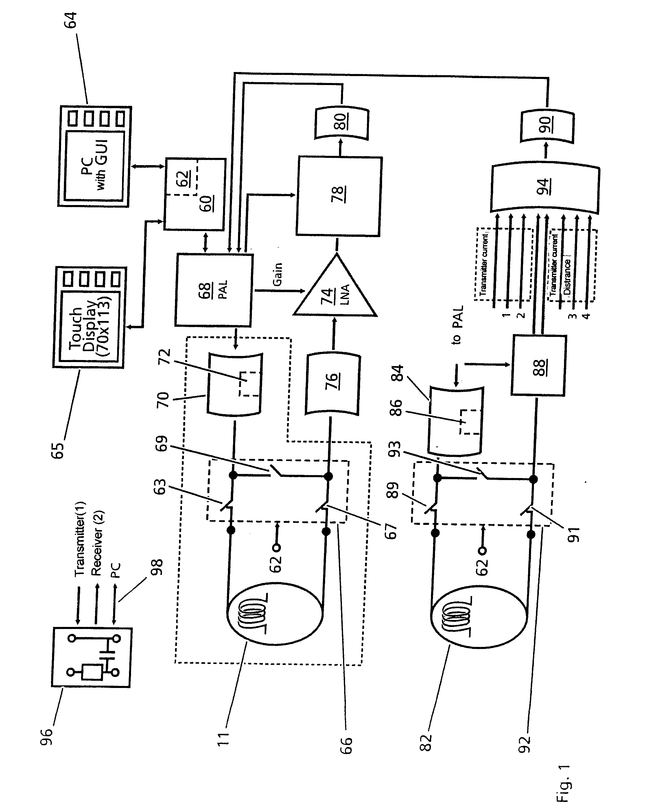 Device and method for inductive measurements - signal reconstruction