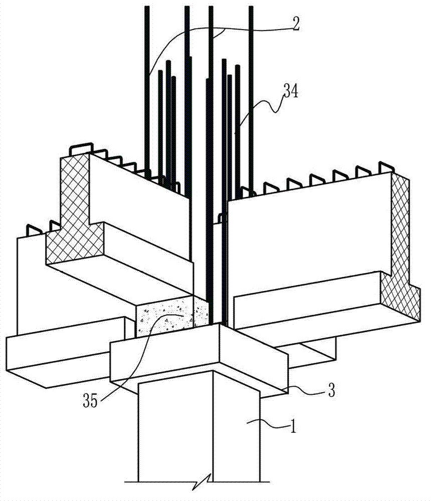 Cast-in-site column with column cap and construction method