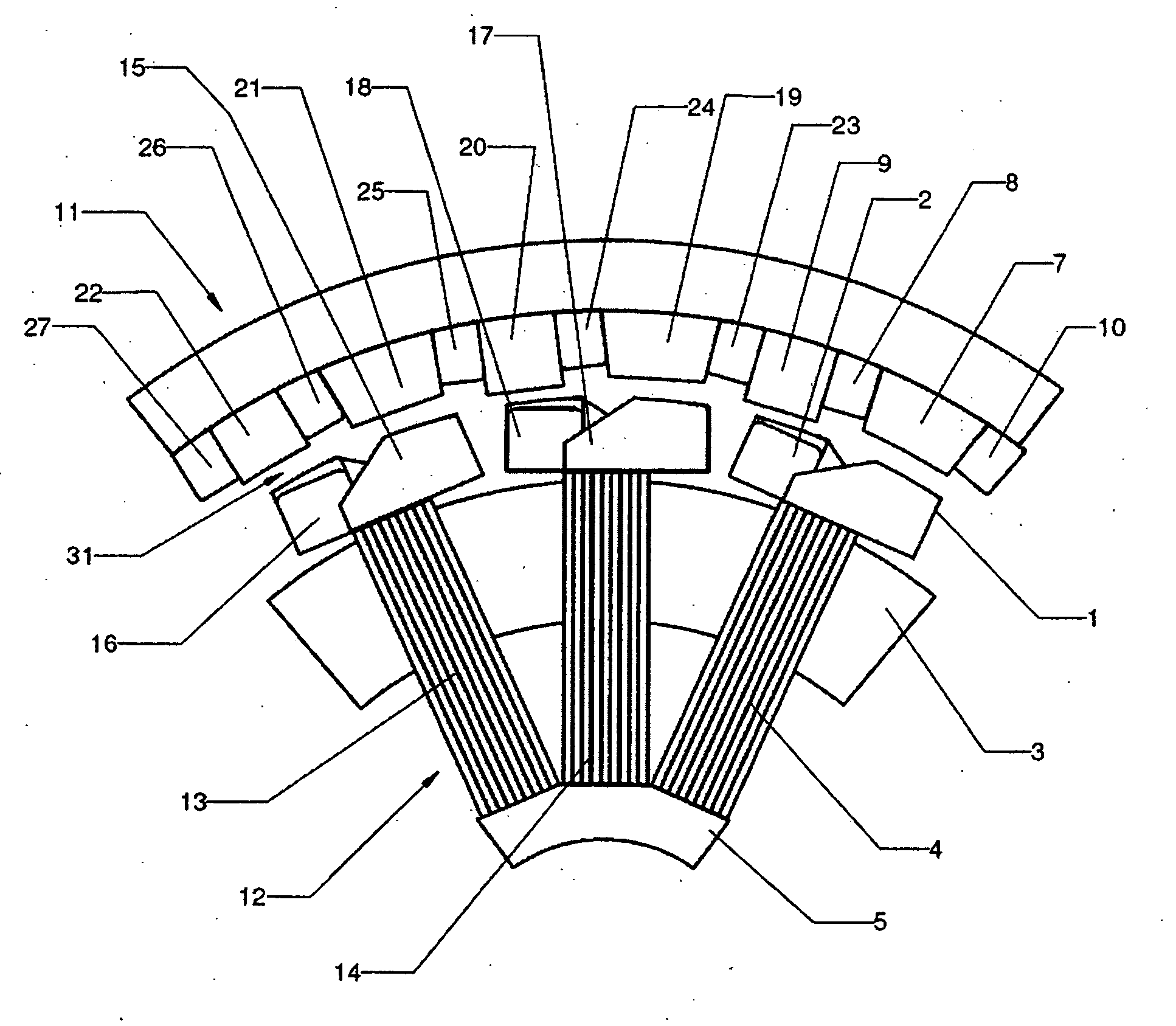 Transverse flux electrical machine with segmented core stator
