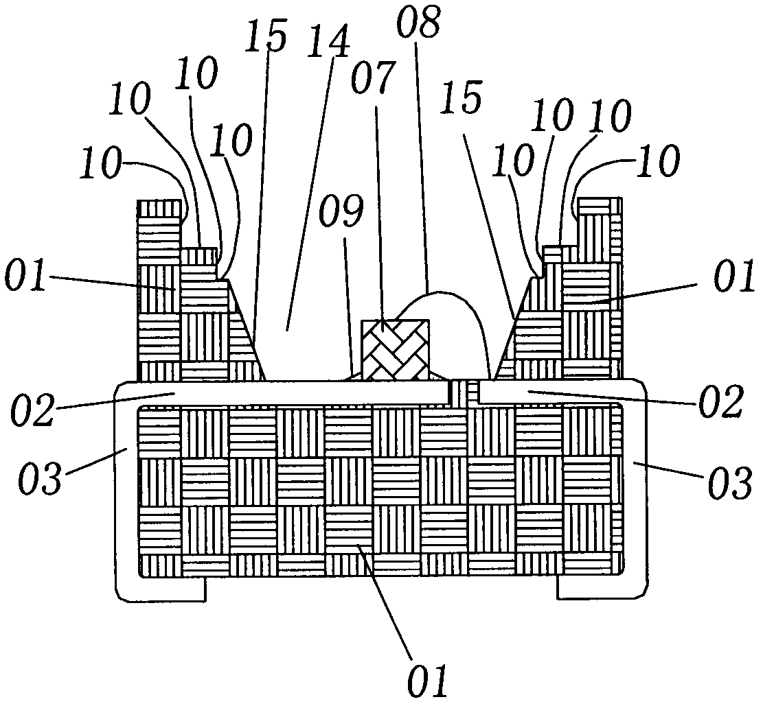 Surface-mounted type LED (light-emitting diode) device with inner core protected by flexible rubber