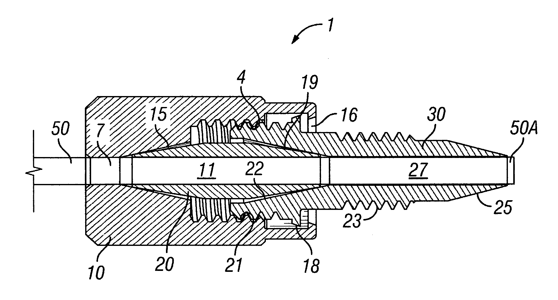 Connection assembly for ultra high pressure liquid chromatography