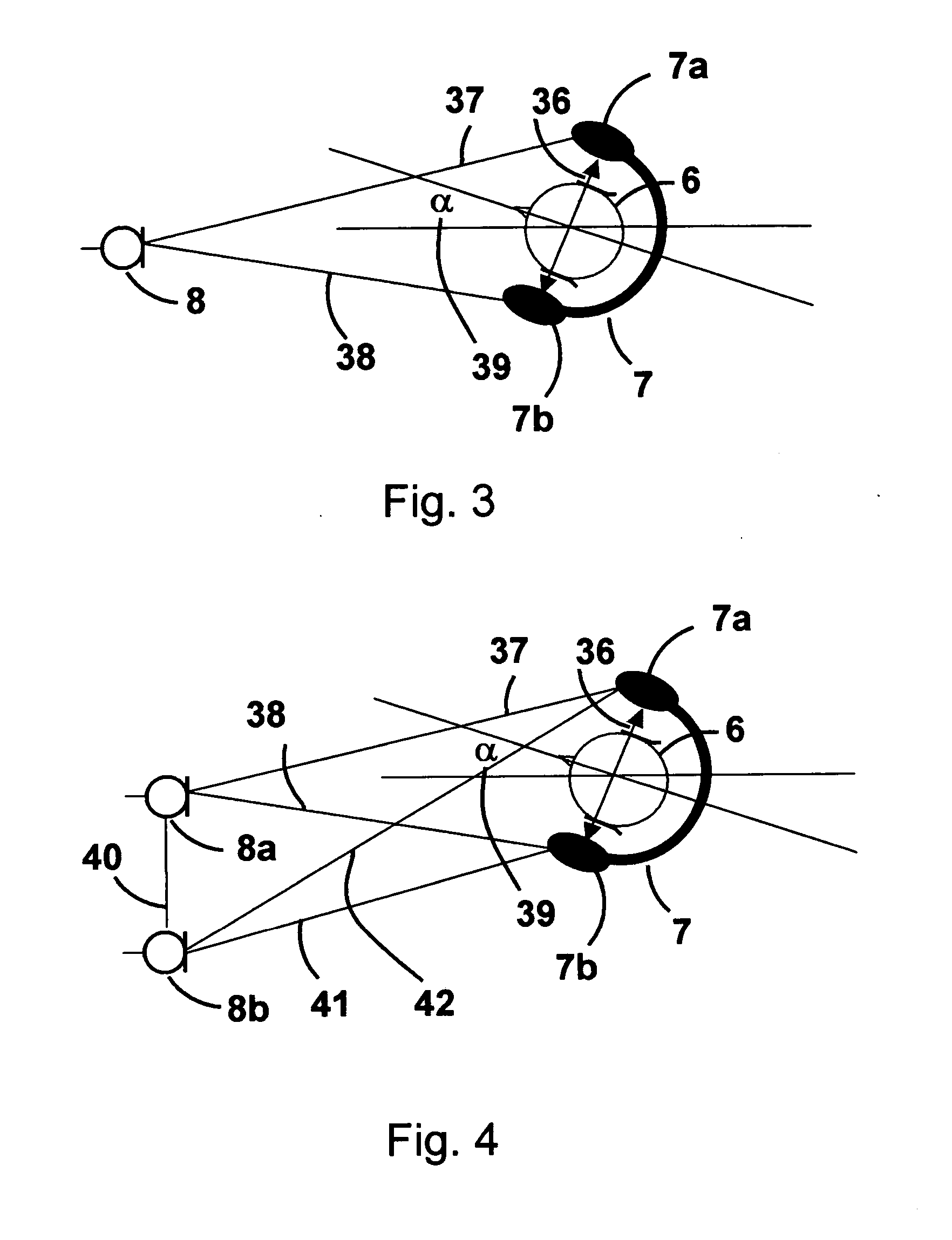 Method and device for generating information relating to relative position of a set of at least three acoustic transducers (as amended)