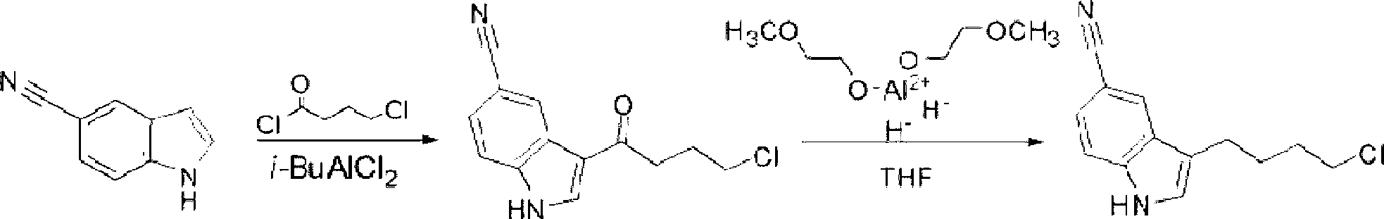 Preparation method of 3-(4-chlorobutyl)indole-5-formonitrile