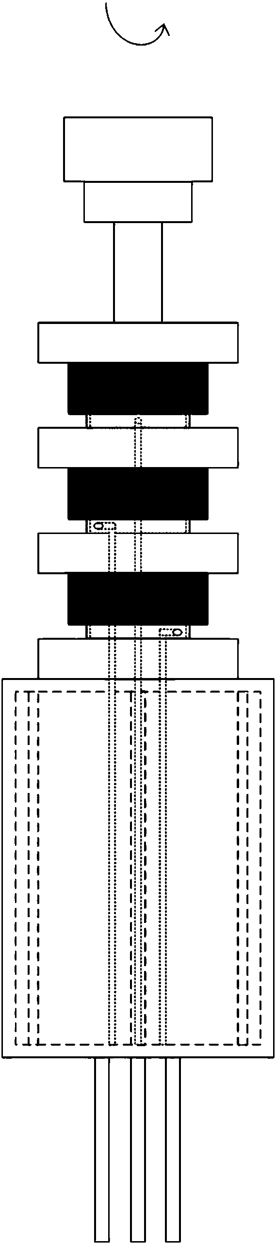 A composite helical fiber spinning device and spinning method thereof