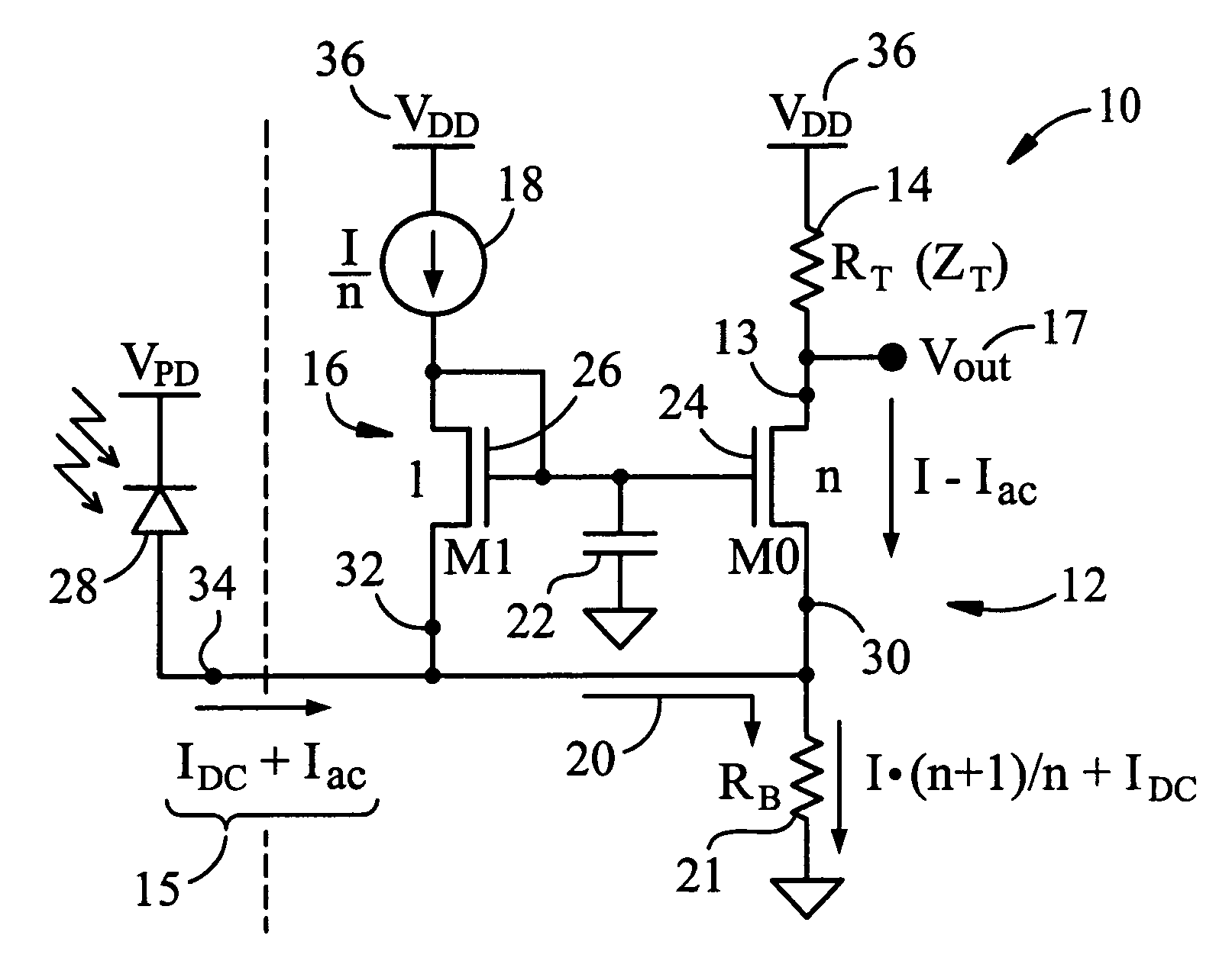 Low-voltage, low-power transimpedance amplifier architecture