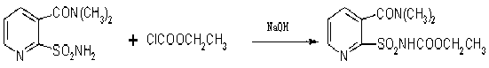 Method for synthesizing 2-ethoxycarbonylaminosulfonyl-N,N-dimethyl nicotinamide