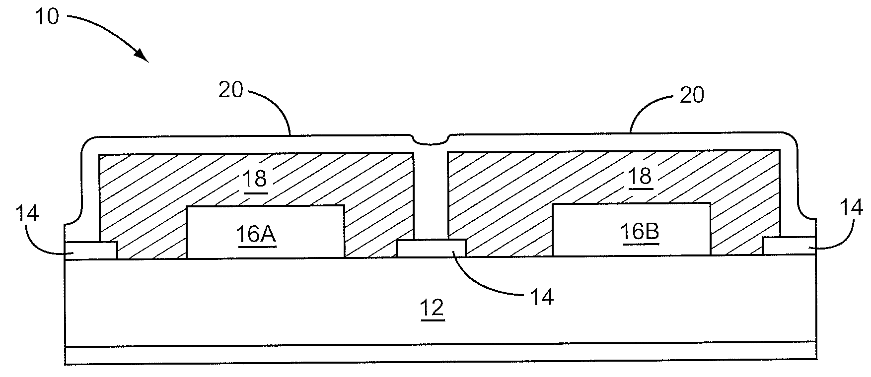 Bottom side support structure for conformal shielding process