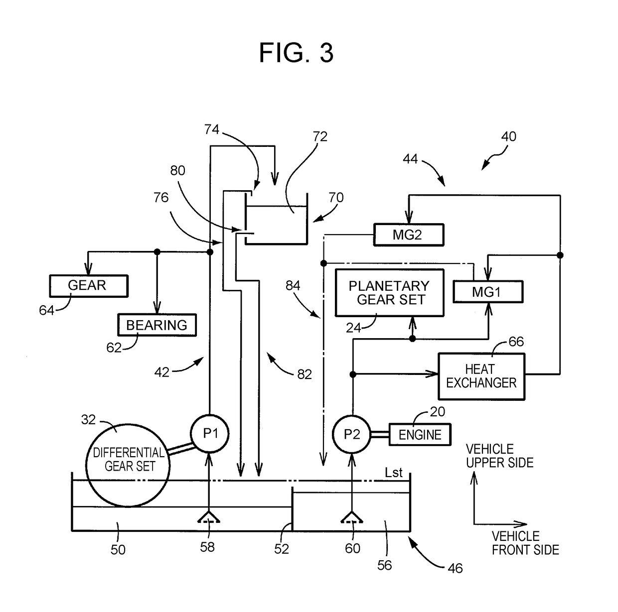 Lubricating system of vehicle transmission device
