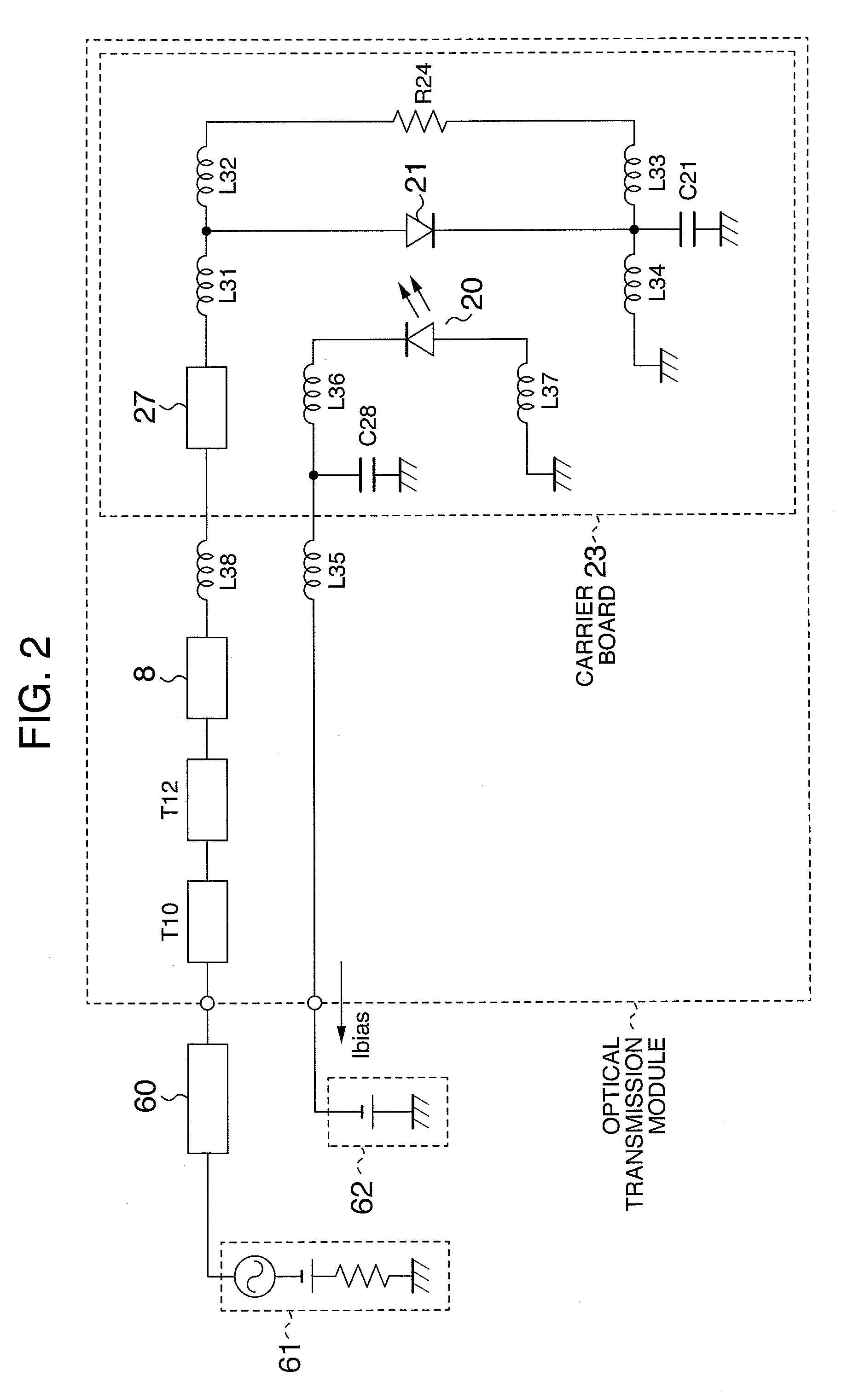 Semiconductor element mounting board and optical transmission module