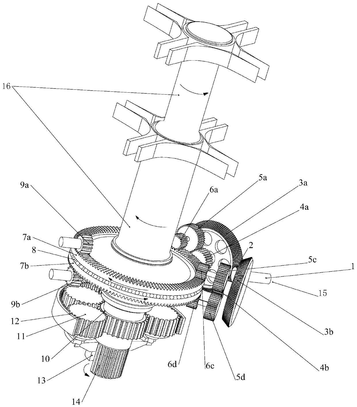 Coaxial double-rotor variable-speed transmission device with coaxial face gears capable of dividing and converging twice