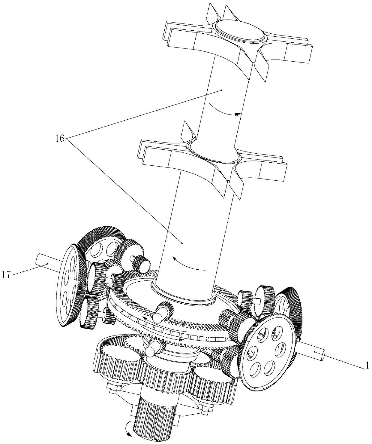 Coaxial double-rotor variable-speed transmission device with coaxial face gears capable of dividing and converging twice