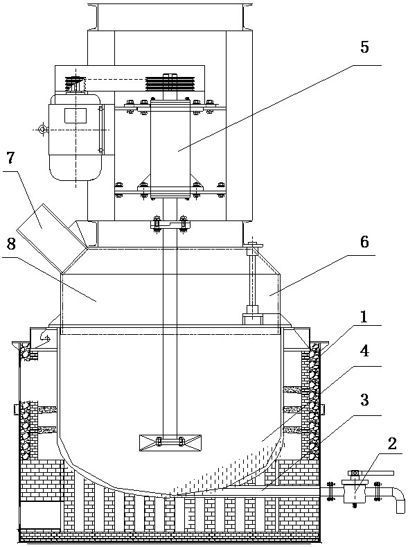 Lead smelting refining device with lead discharged from pot bottom