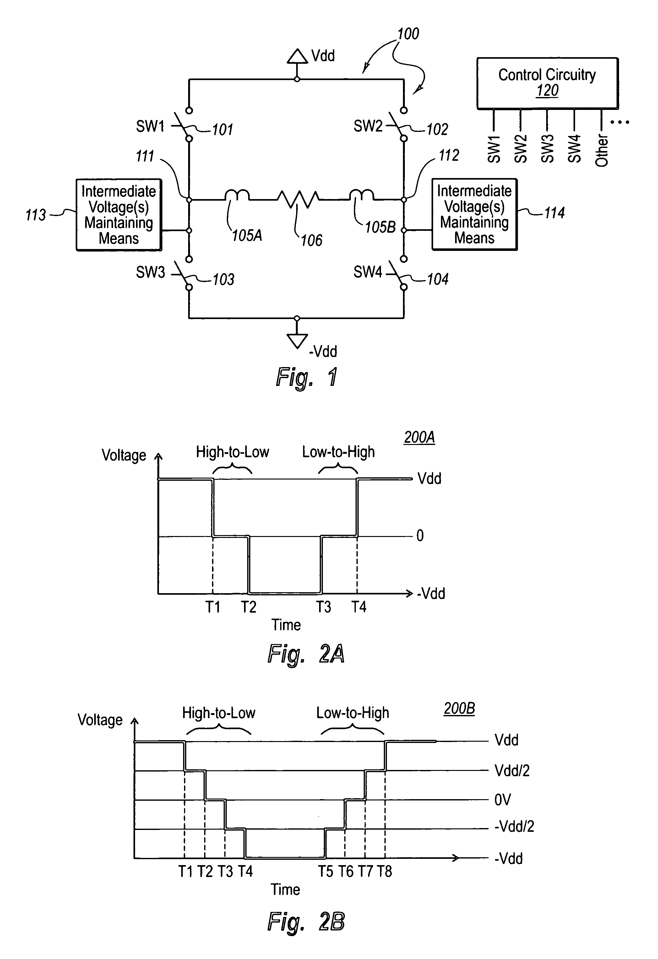 H-bridge utilizing intermediate switching phase(s)