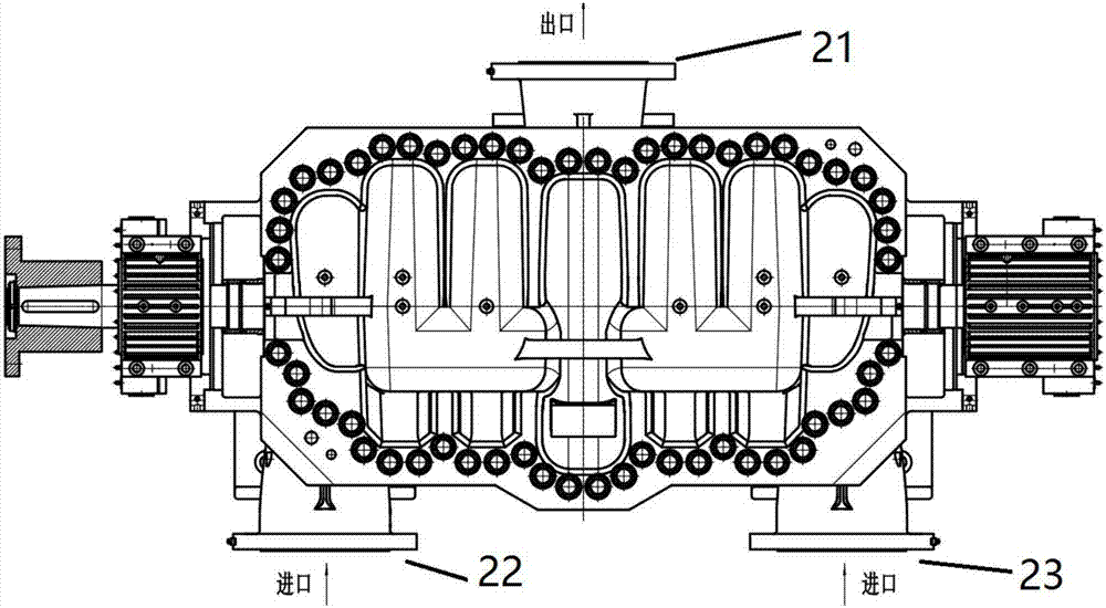 A horizontal split parallel multistage pump