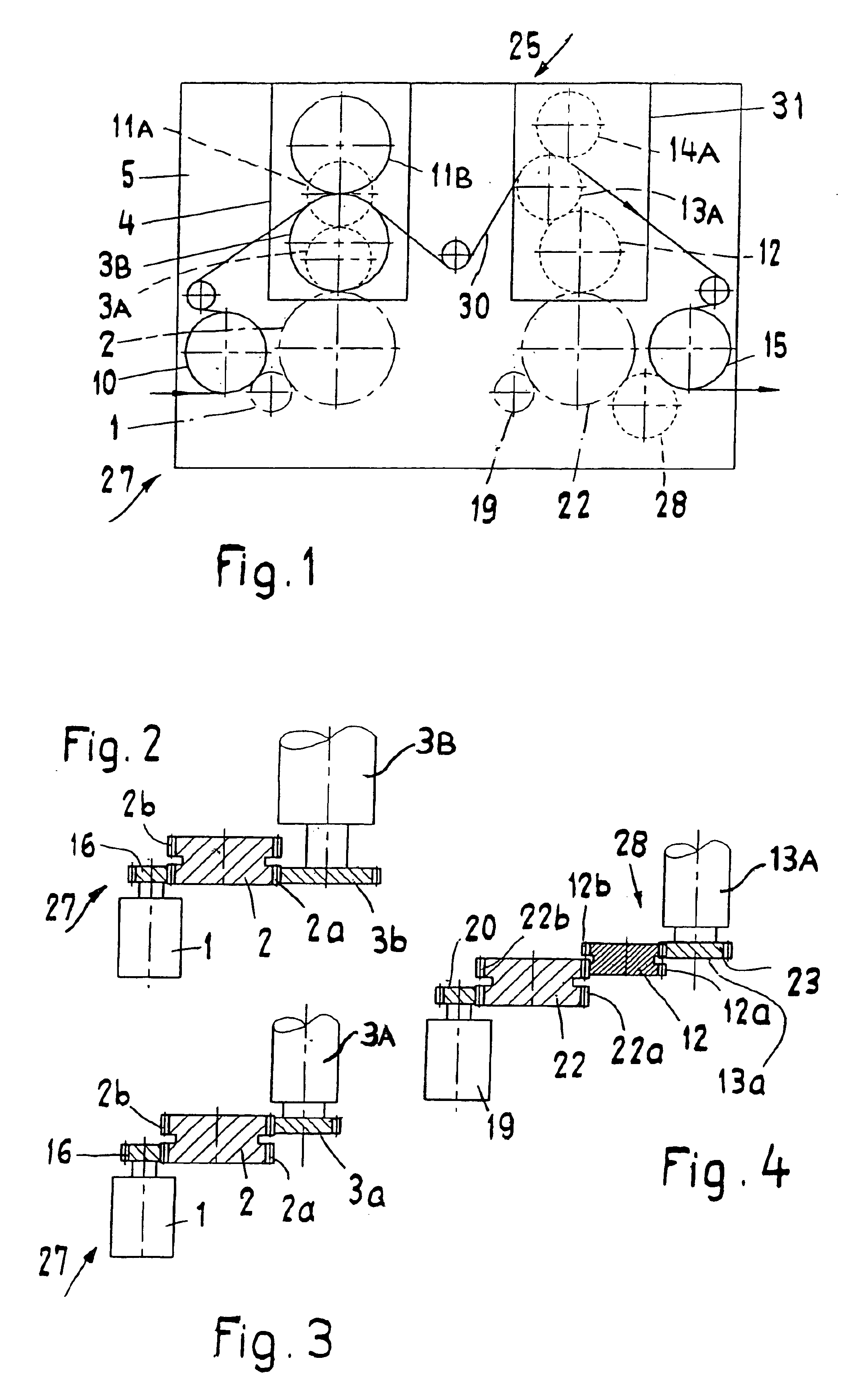 Device for processing continuous webs