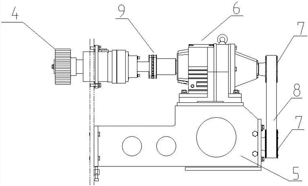 Raising machine raising roller driving mechanism