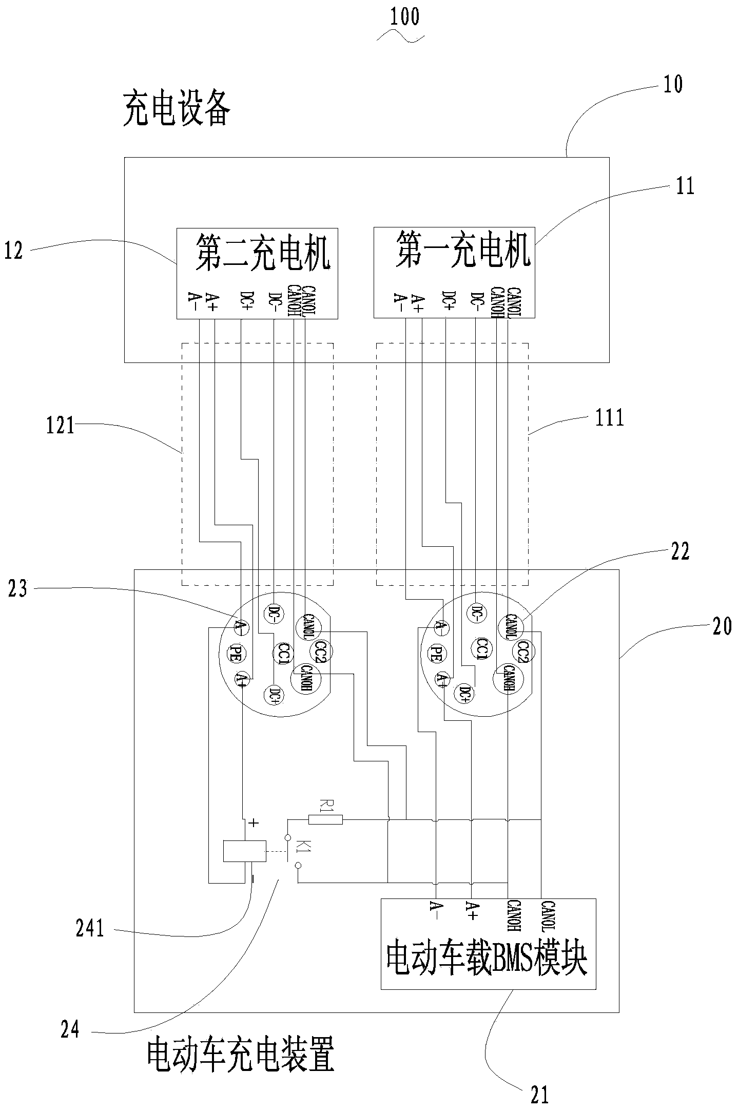 Double-charging-gun control system and method