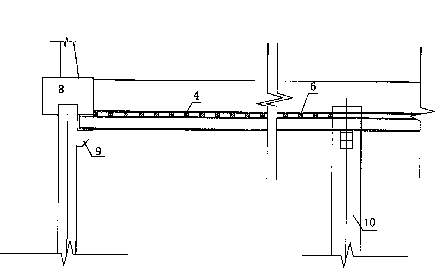 Foundation ditch construction method in water for supporting circuit purlin