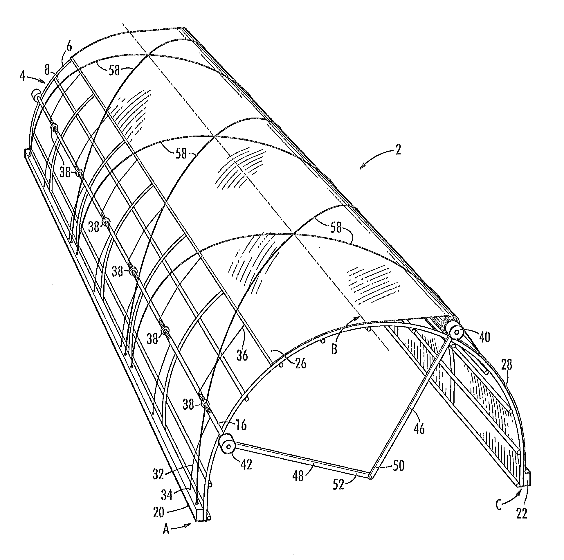 Covering mechanism for a cold frame