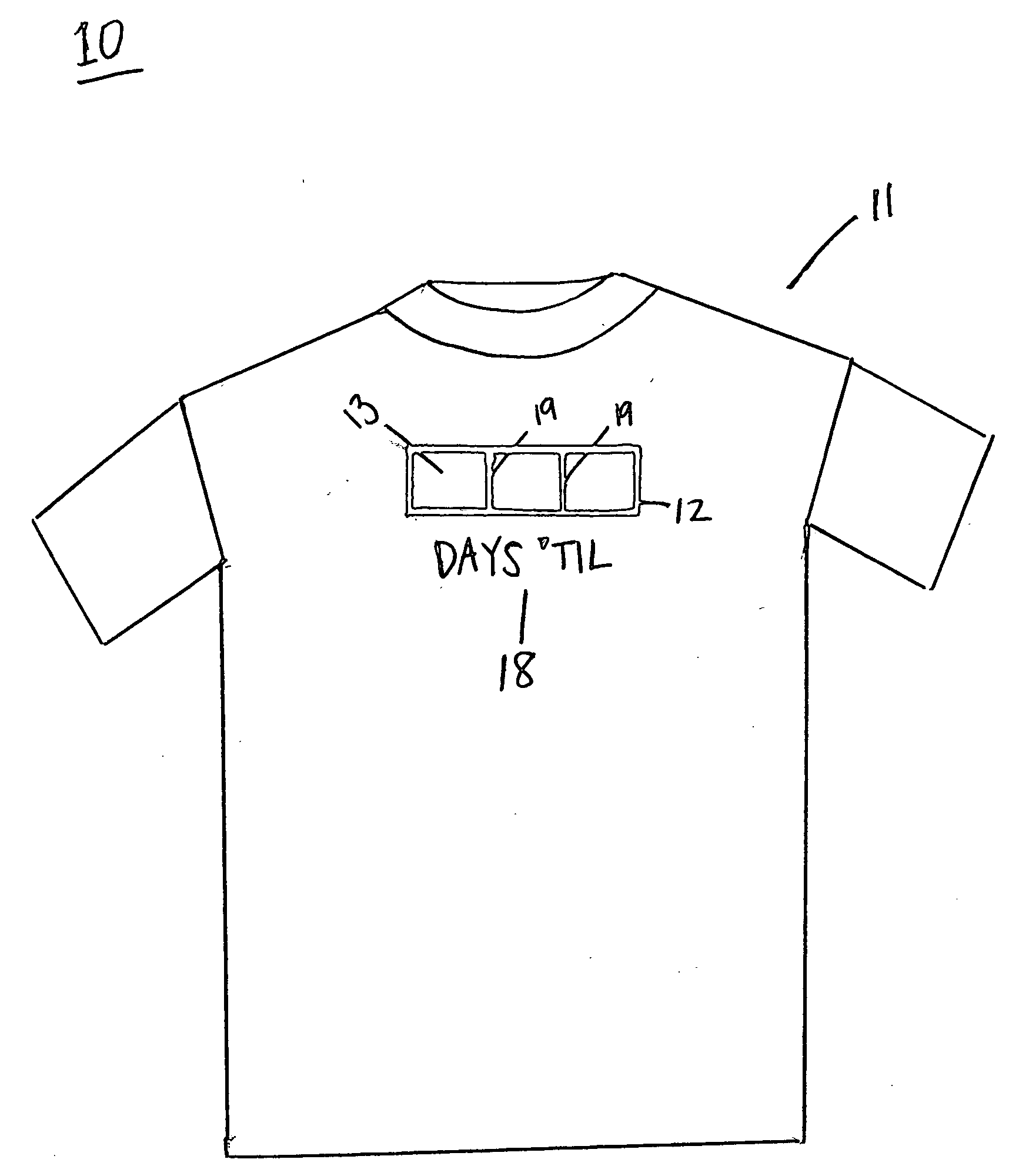 Garment with interchangeable indicia used to count