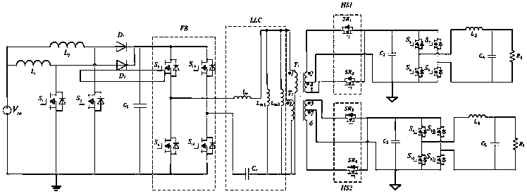 High-gain insulation-type three-level-type multi-path output DC-AC converter without lost duty ratio