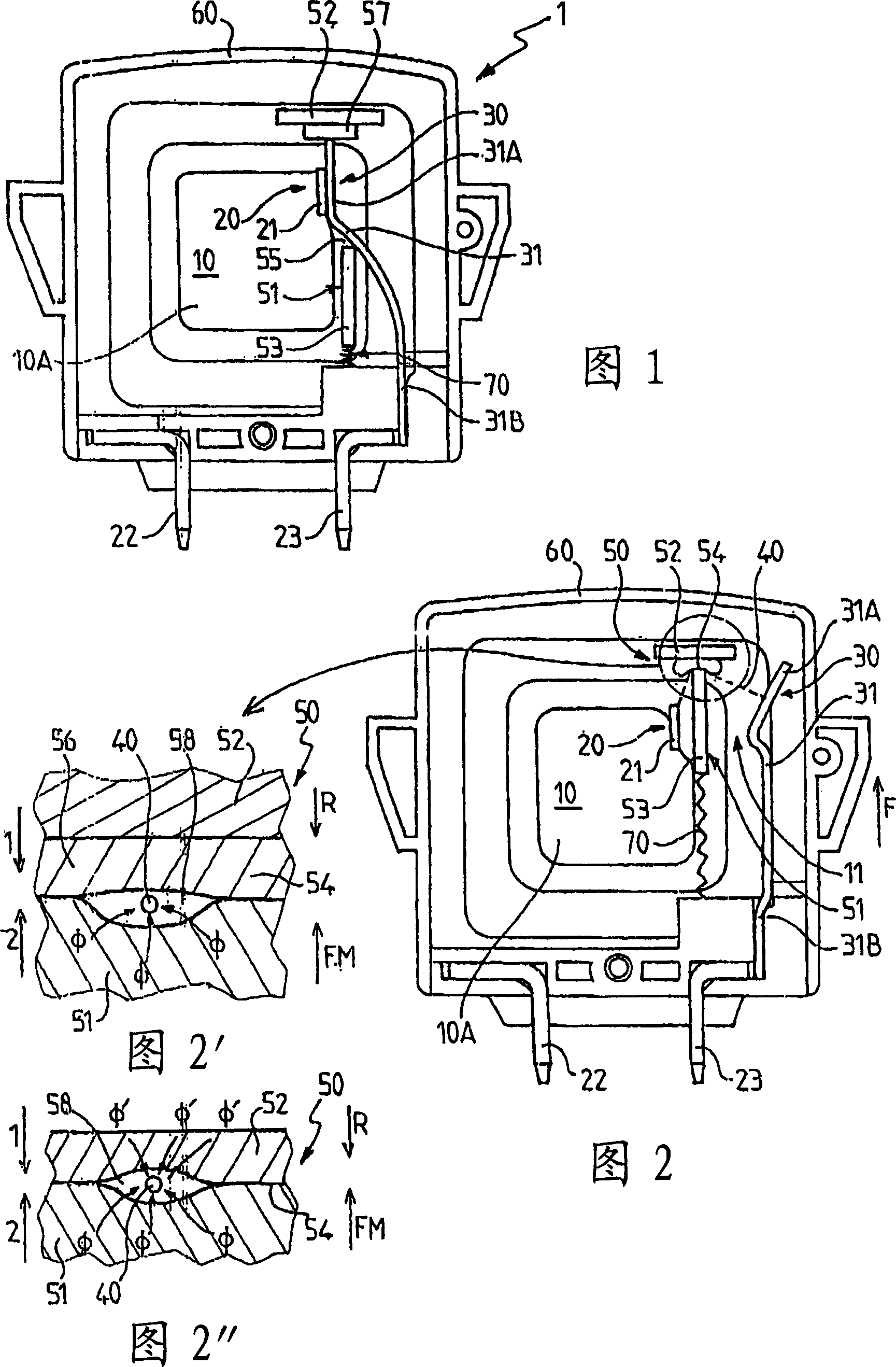 Overvoltage protection device provided with arc cutting means and corresponding method