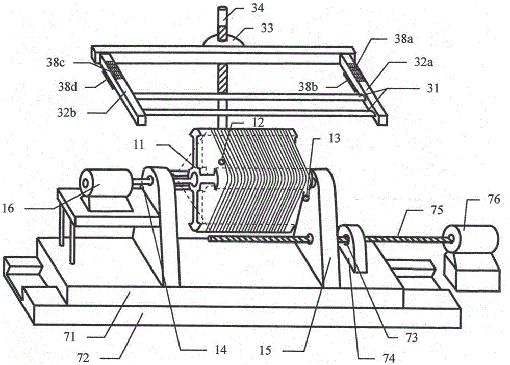 The shape and extraction measuring device and method of the tension controllable fluffing and pilling of the polygonal cylinder