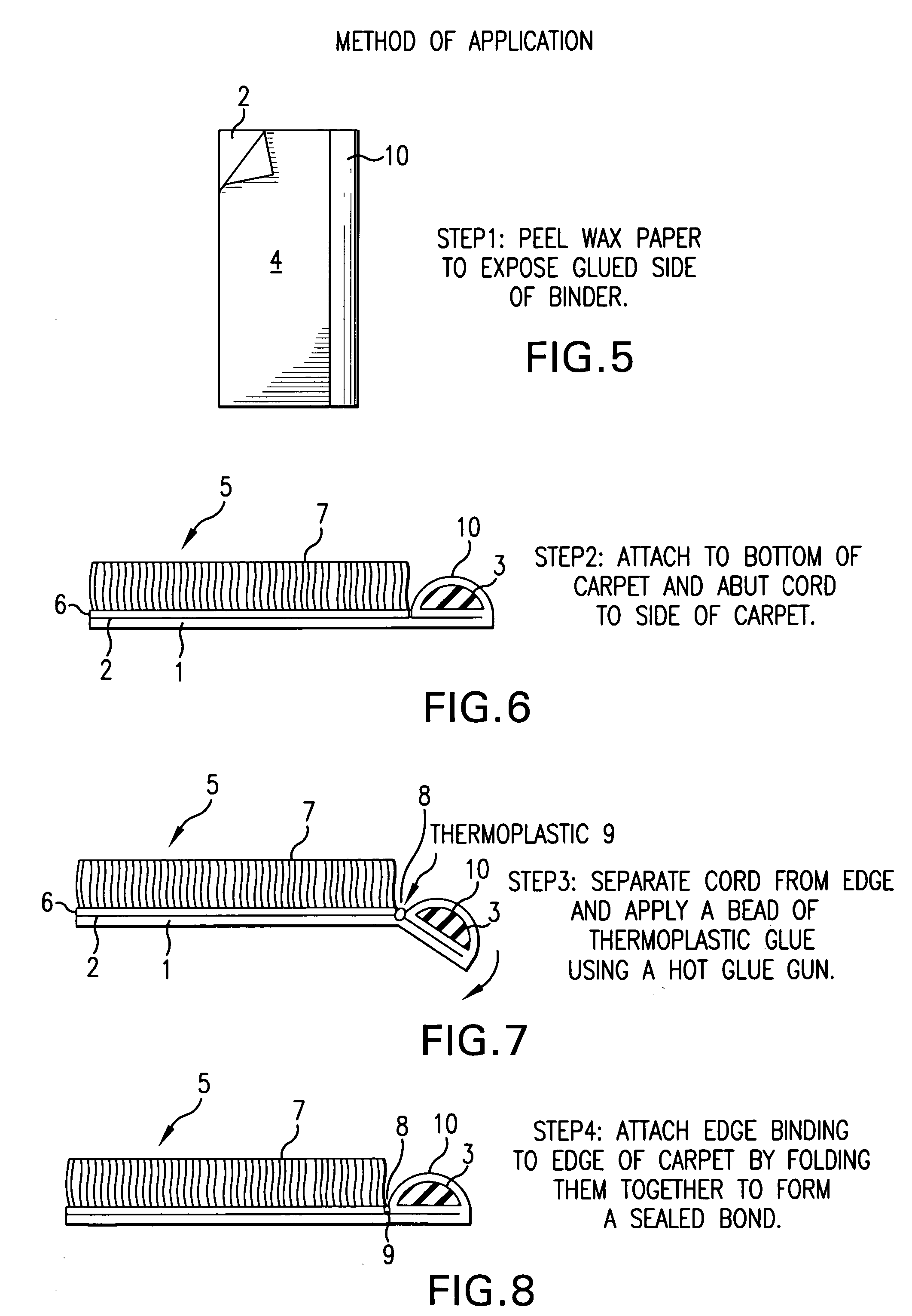 Stitchless on-site binding application method and device