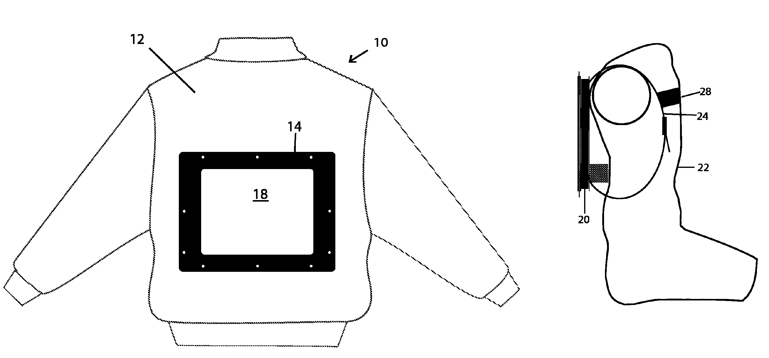 Display system in article of clothing