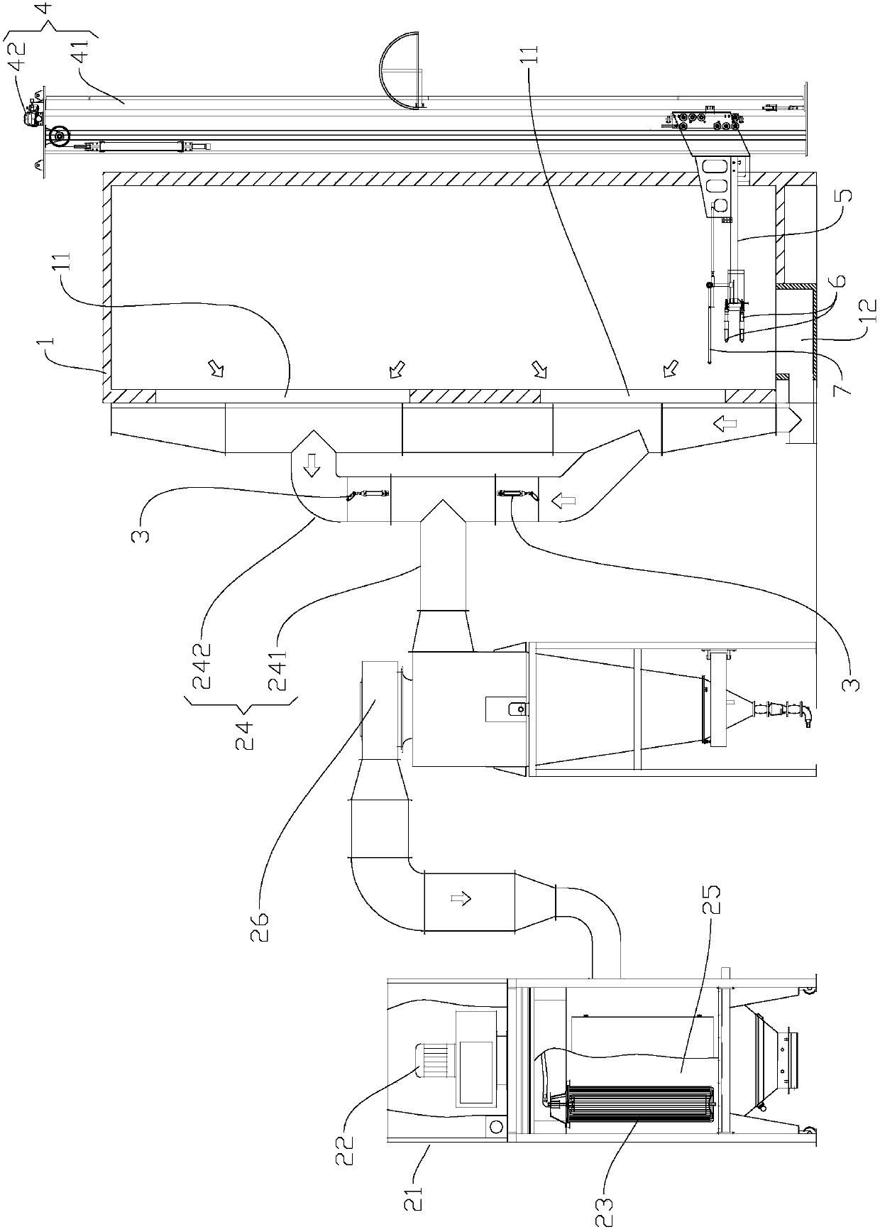 Vertical-type spraying chamber system