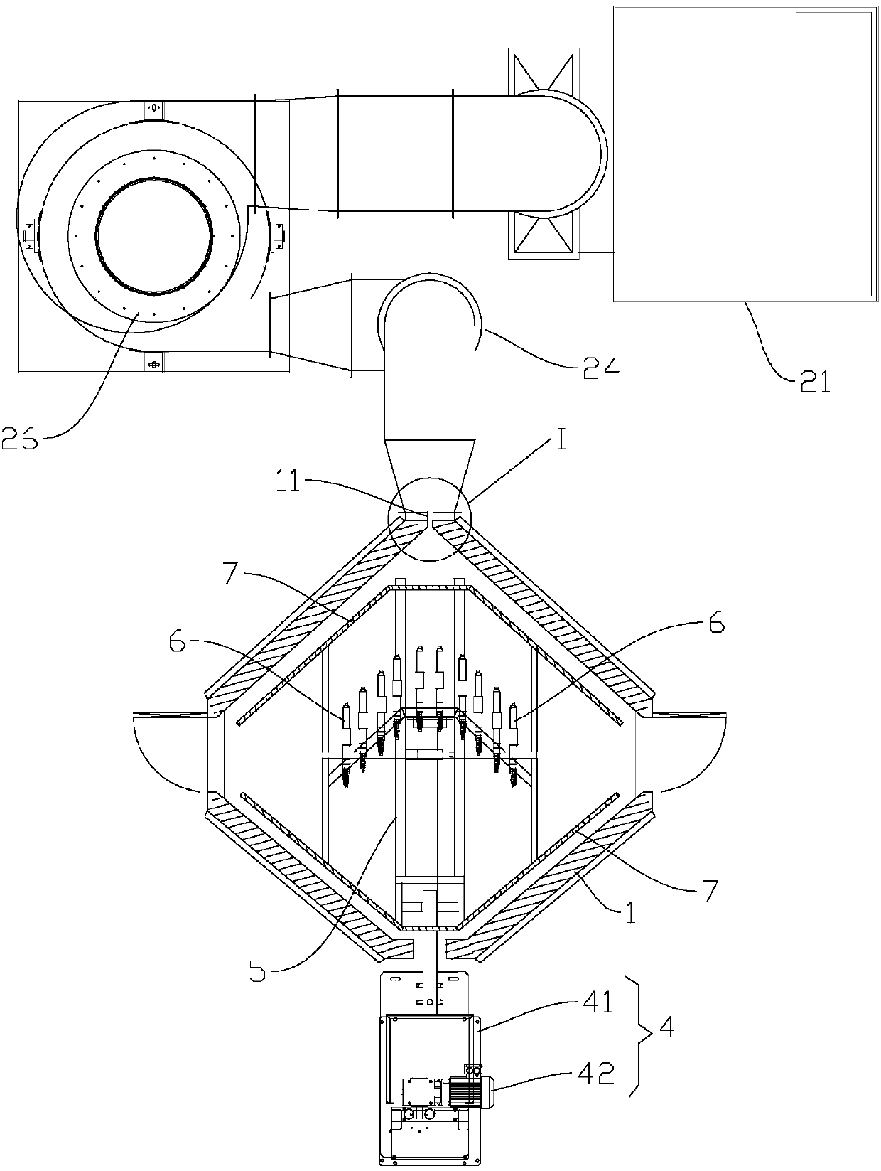 Vertical-type spraying chamber system