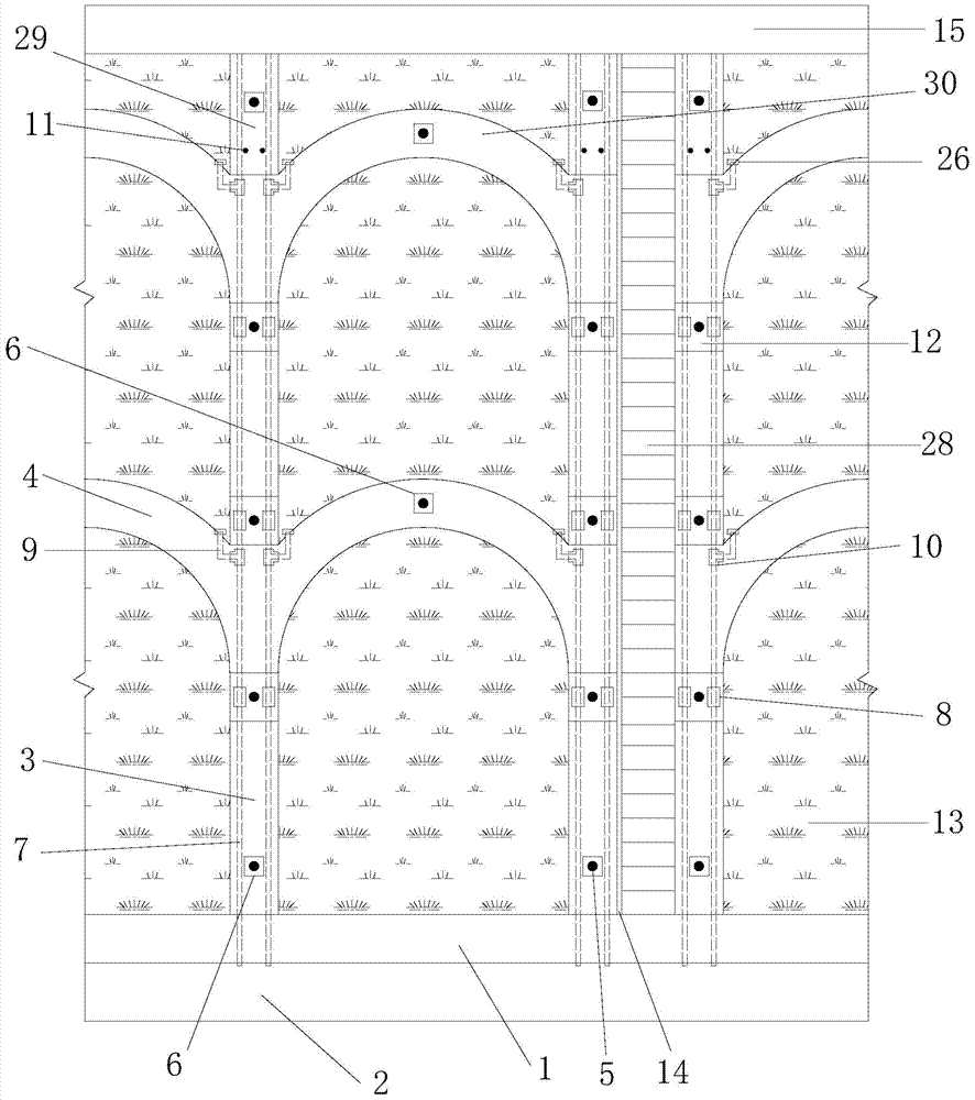 Construction method of composite ecological slope protection with assembled anchor rod arch skeleton