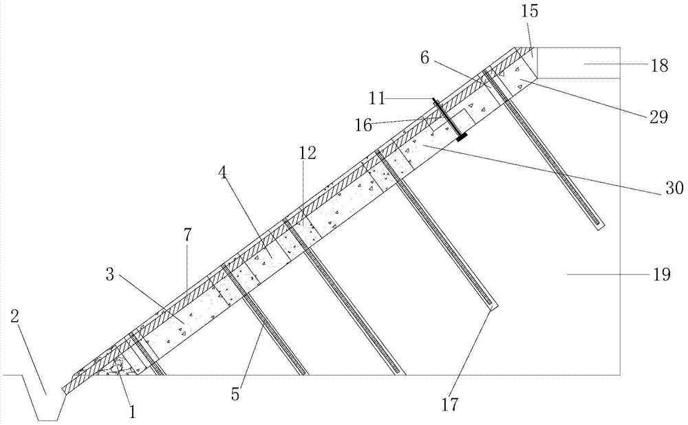 Construction method of composite ecological slope protection with assembled anchor rod arch skeleton