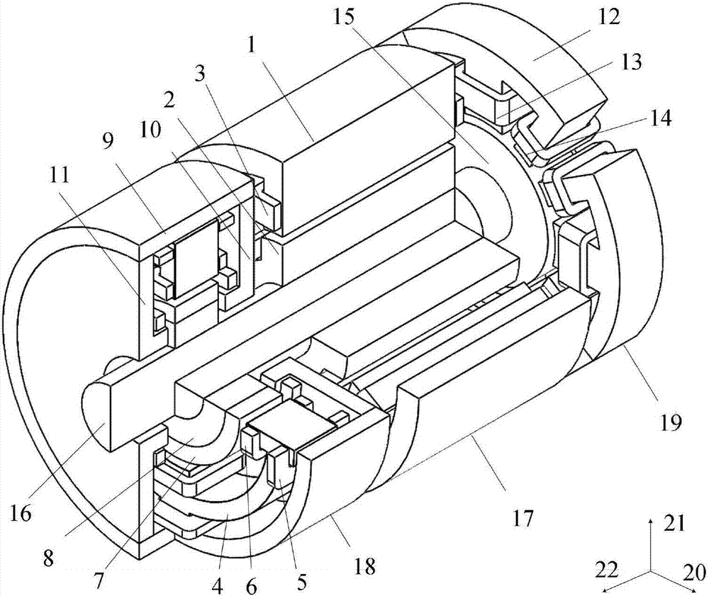 Five-degree-of-freedom co-excited bearing-less switched reluctance motor system and control method